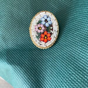 Floral Mosaic Gold Brooch